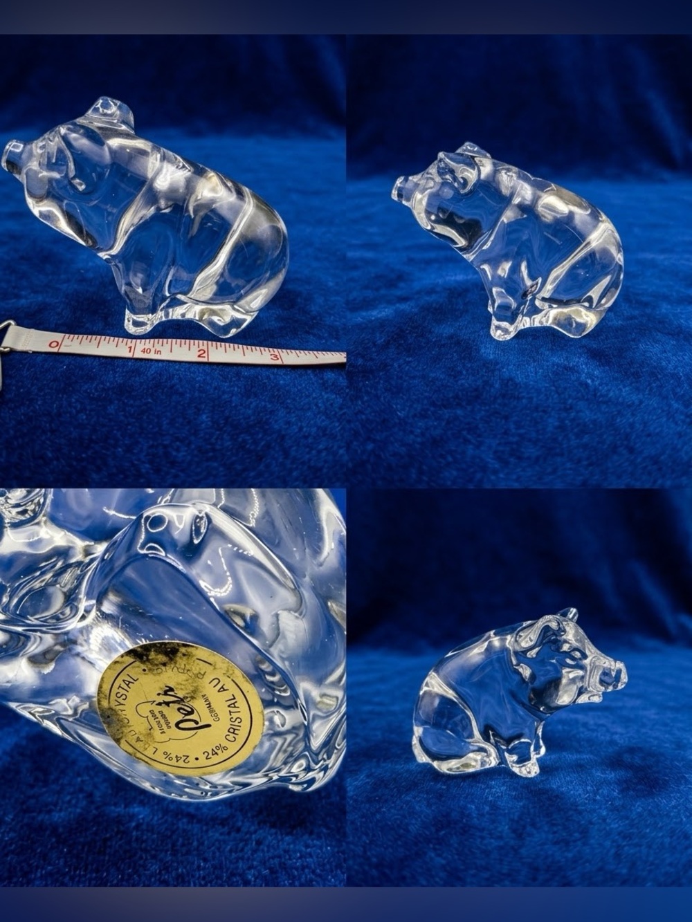 Vintage Princess House Pets "Penelope" Crystal Pig Figurine 24% Lead Crystal
